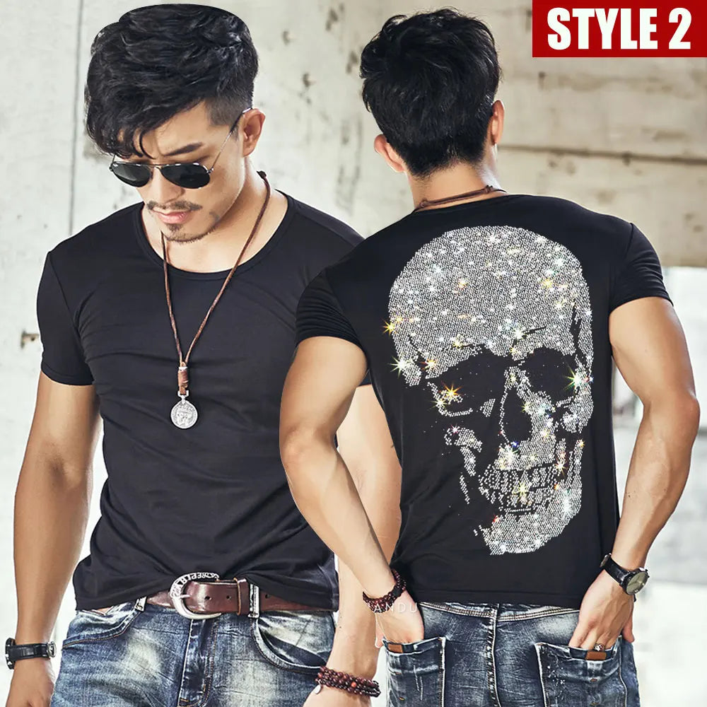 T Shirt Men Skull Print Streetwear