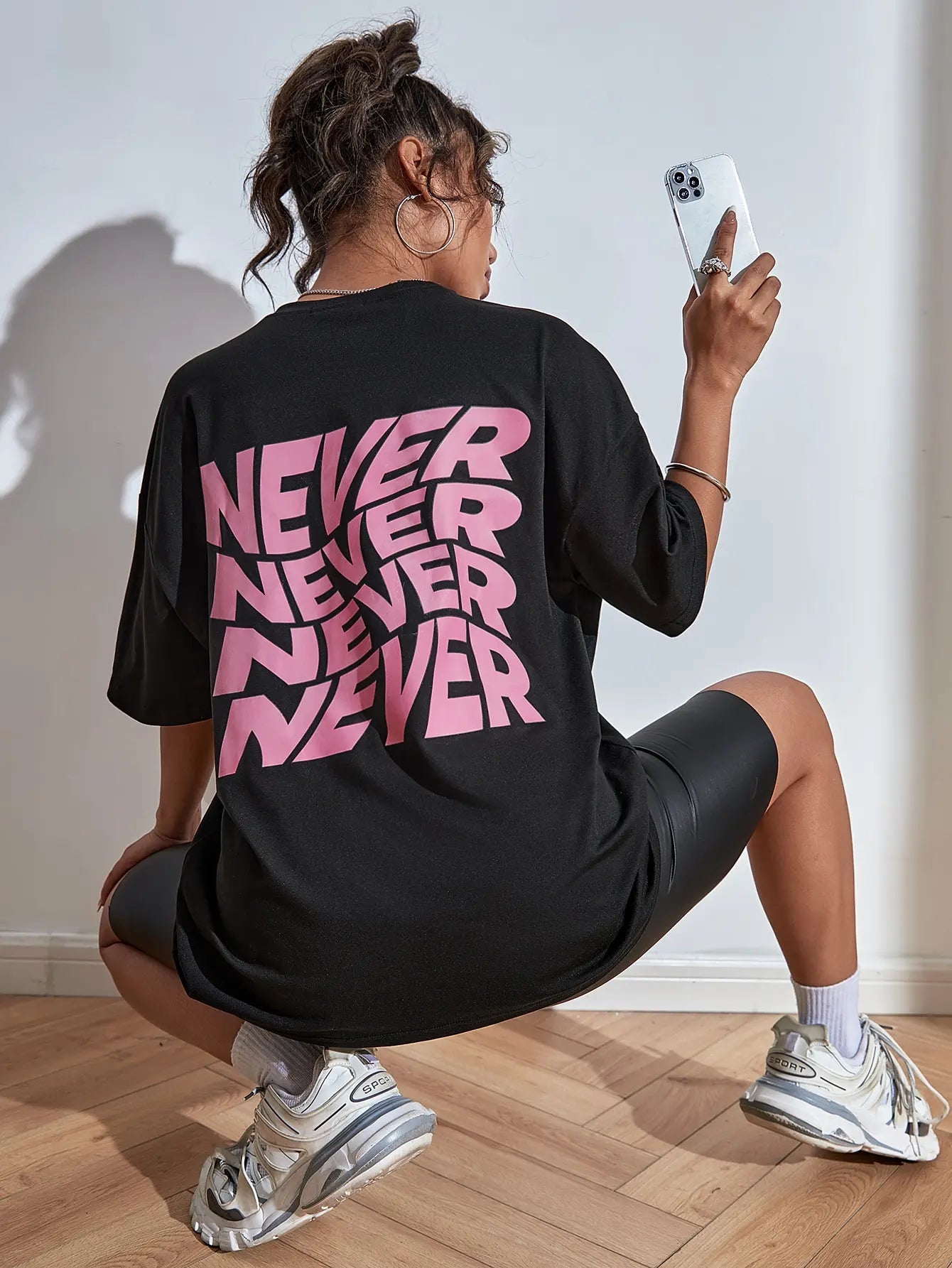 I Said Never Cotton Print Woman Tshirt Oversized Fasion