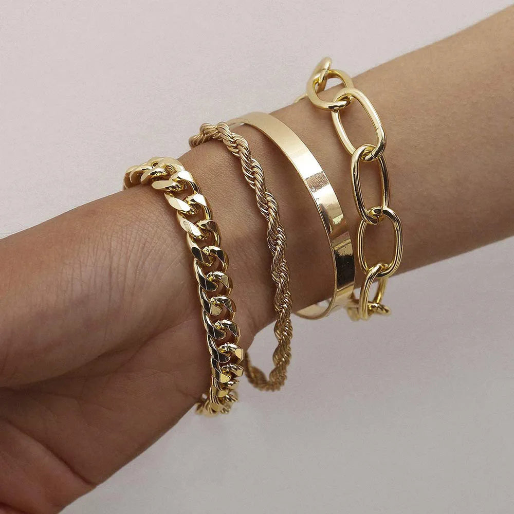 Punk Curb Cuban Chain Bracelets