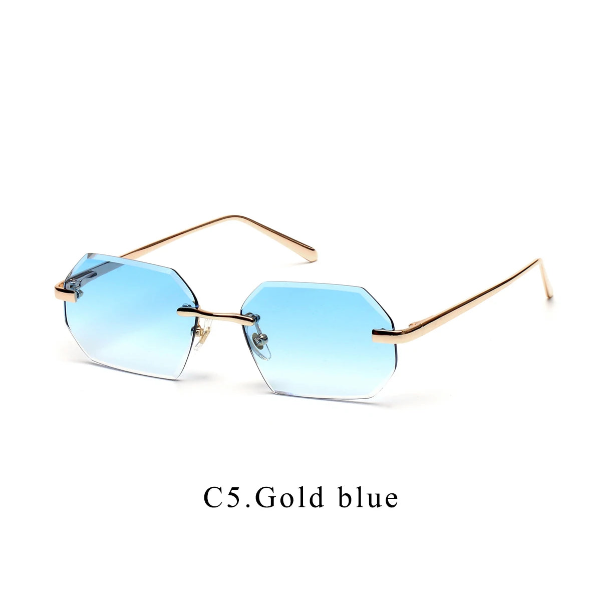 Fashion Rimless Sun Glasses Shades Diamond Cut