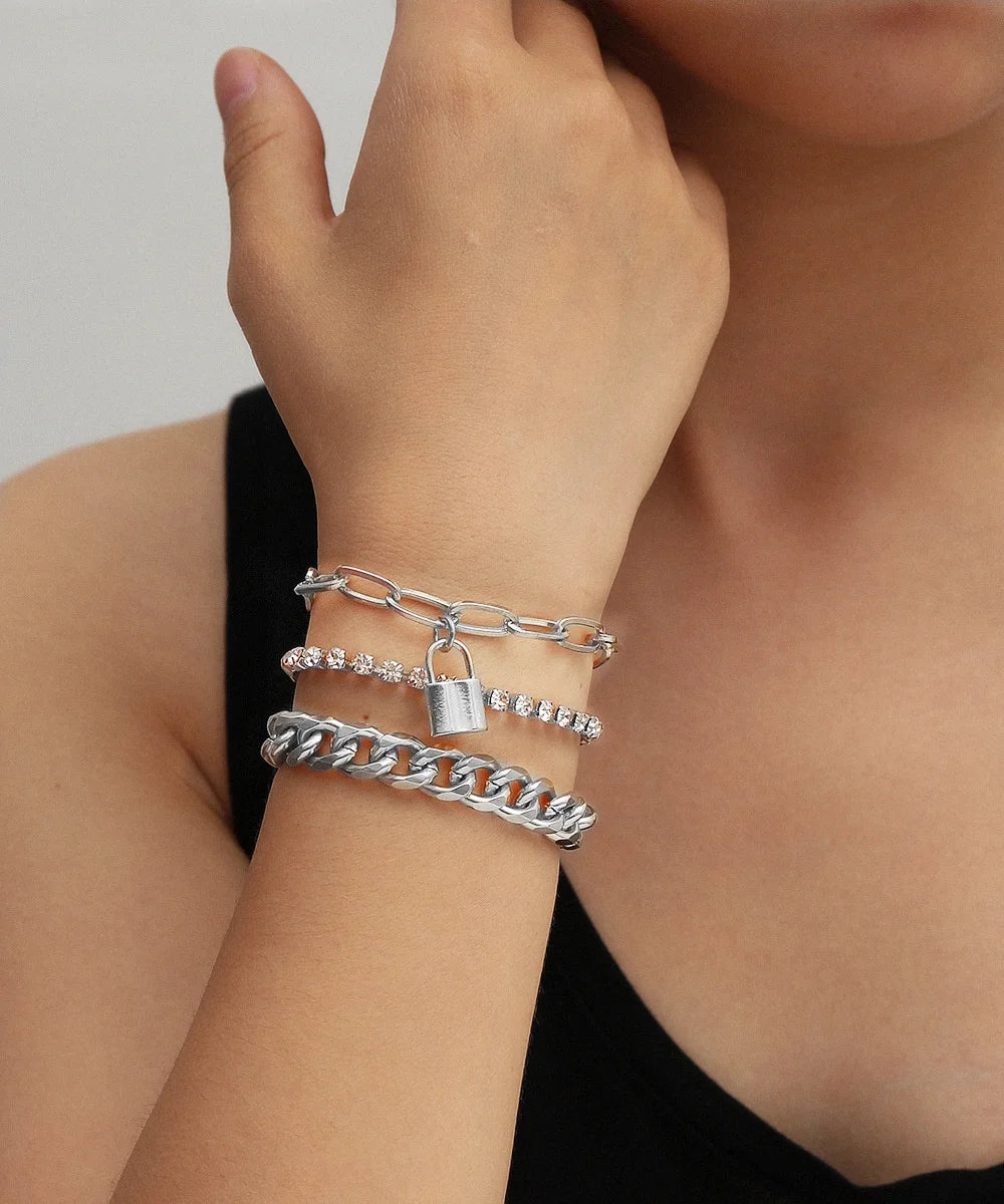 Punk Curb Cuban Chain Bracelets