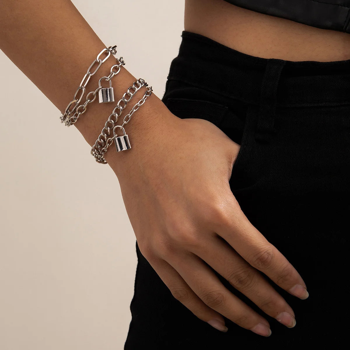 Punk Curb Cuban Chain Bracelets