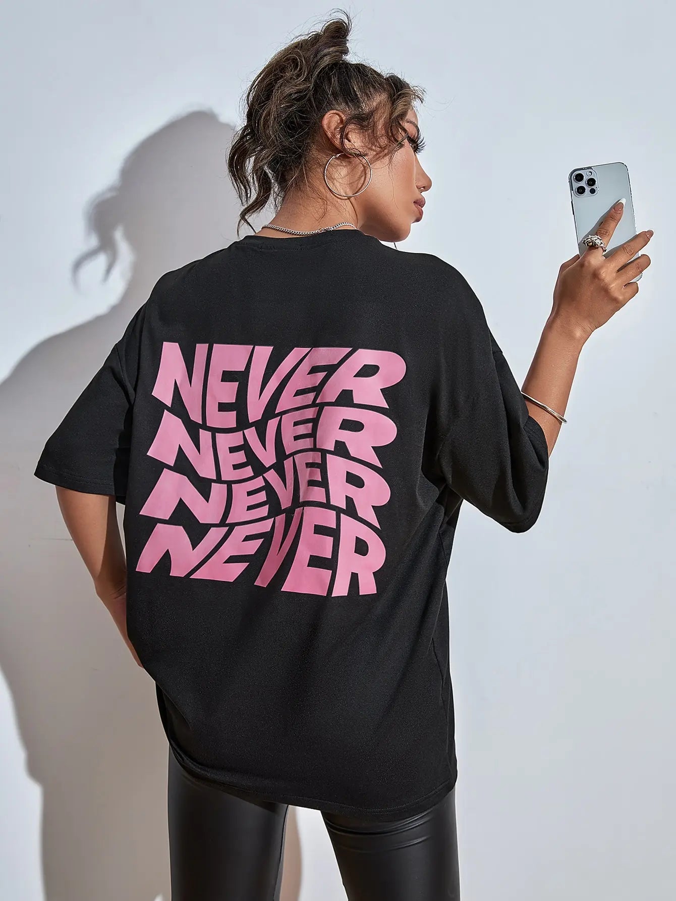 I Said Never Cotton Print Woman Tshirt Oversized Fasion