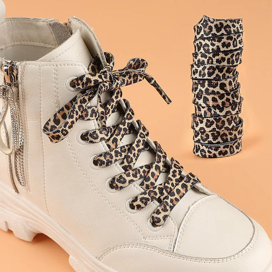 Pair Classic Leopard Print Shoelaces