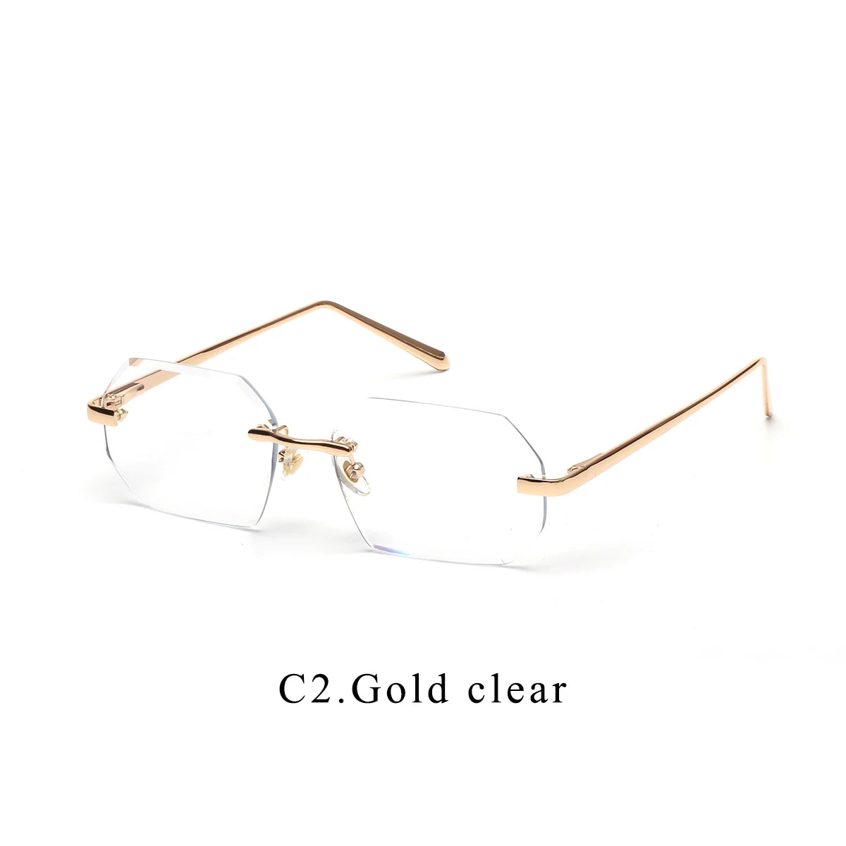 Fashion Rimless Sun Glasses Shades Diamond Cut