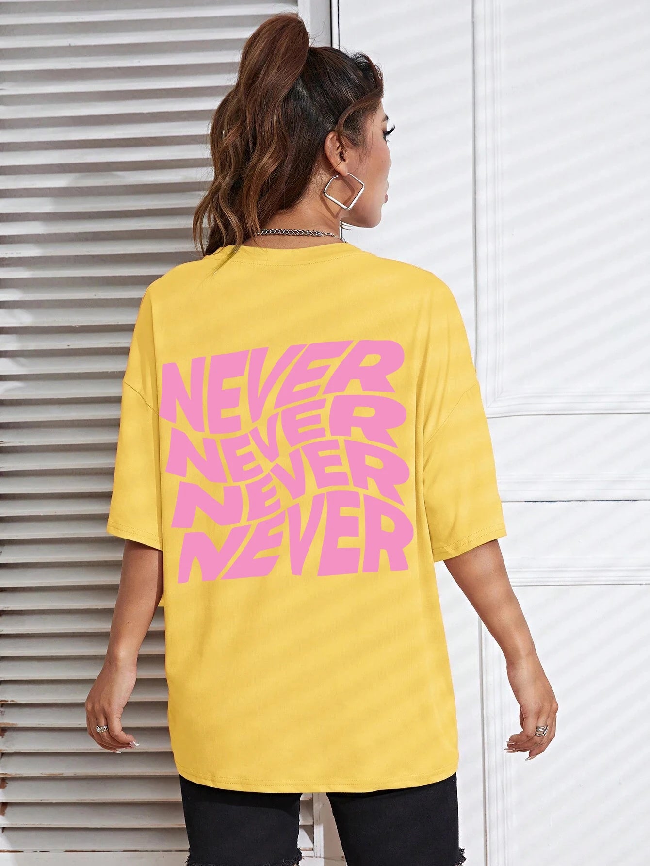 I Said Never Cotton Print Woman Tshirt Oversized Fasion