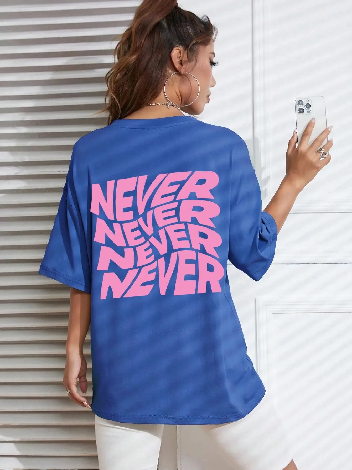 I Said Never Cotton Print Woman Tshirt Oversized Fasion