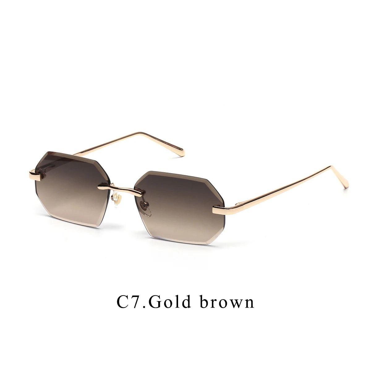 Fashion Rimless Sun Glasses Shades Diamond Cut